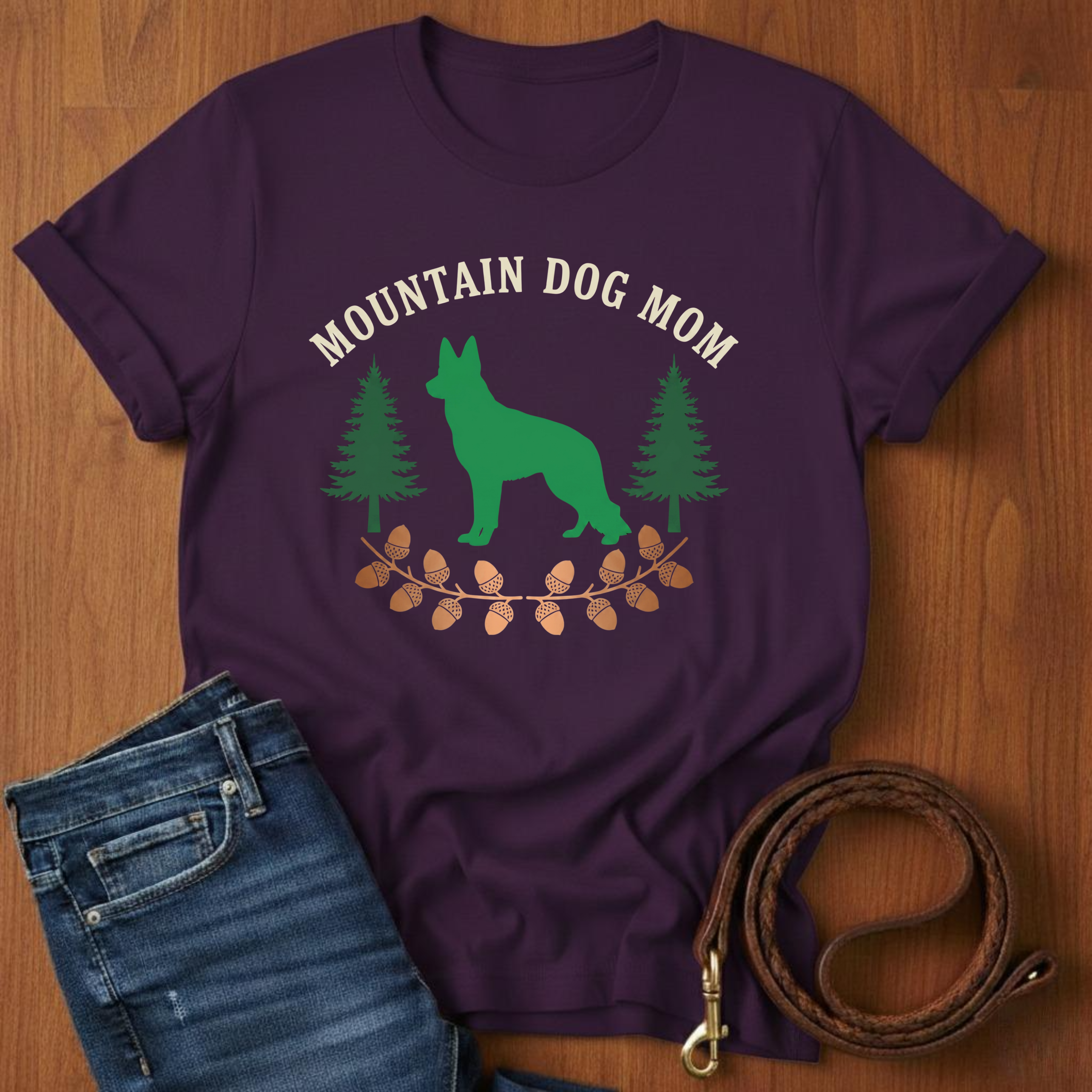Mountain Dog Mom German Shepherd T-Shirt — close-up — Always My Dog