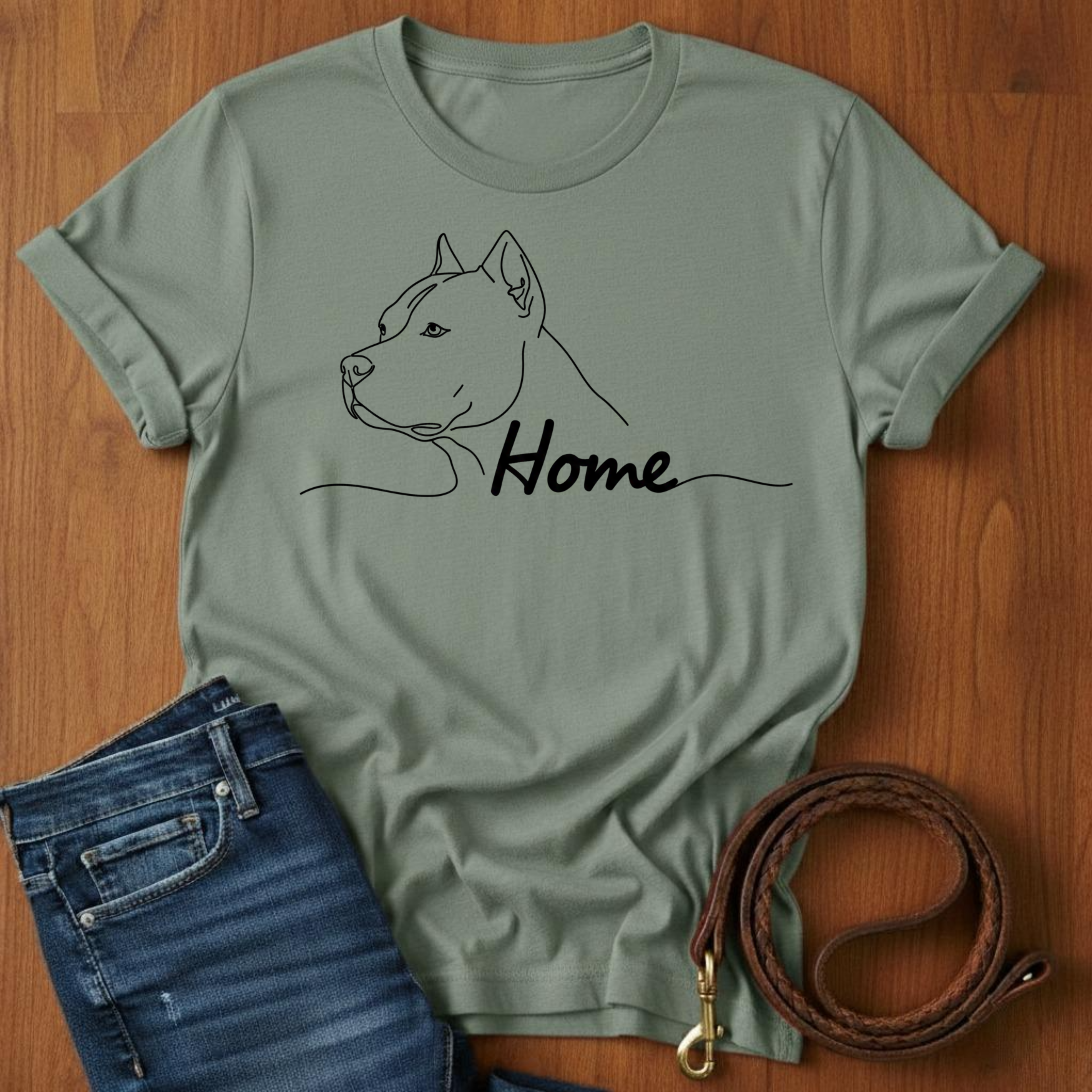 Pitbull Home T-Shirt — lifestyle shot — Always My Dog