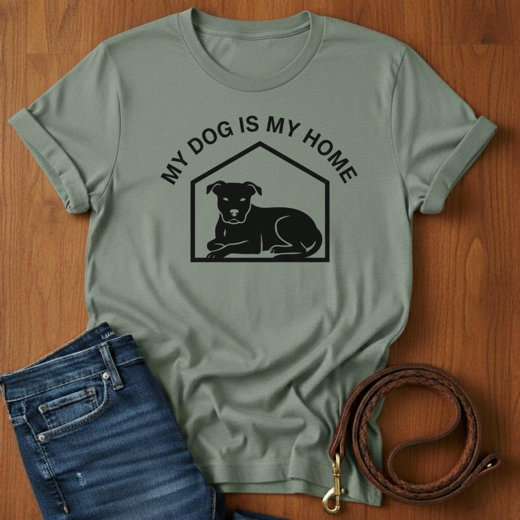 My Dog Is My Home Pitbull T-Shirt — lifestyle shot — Always My Dog