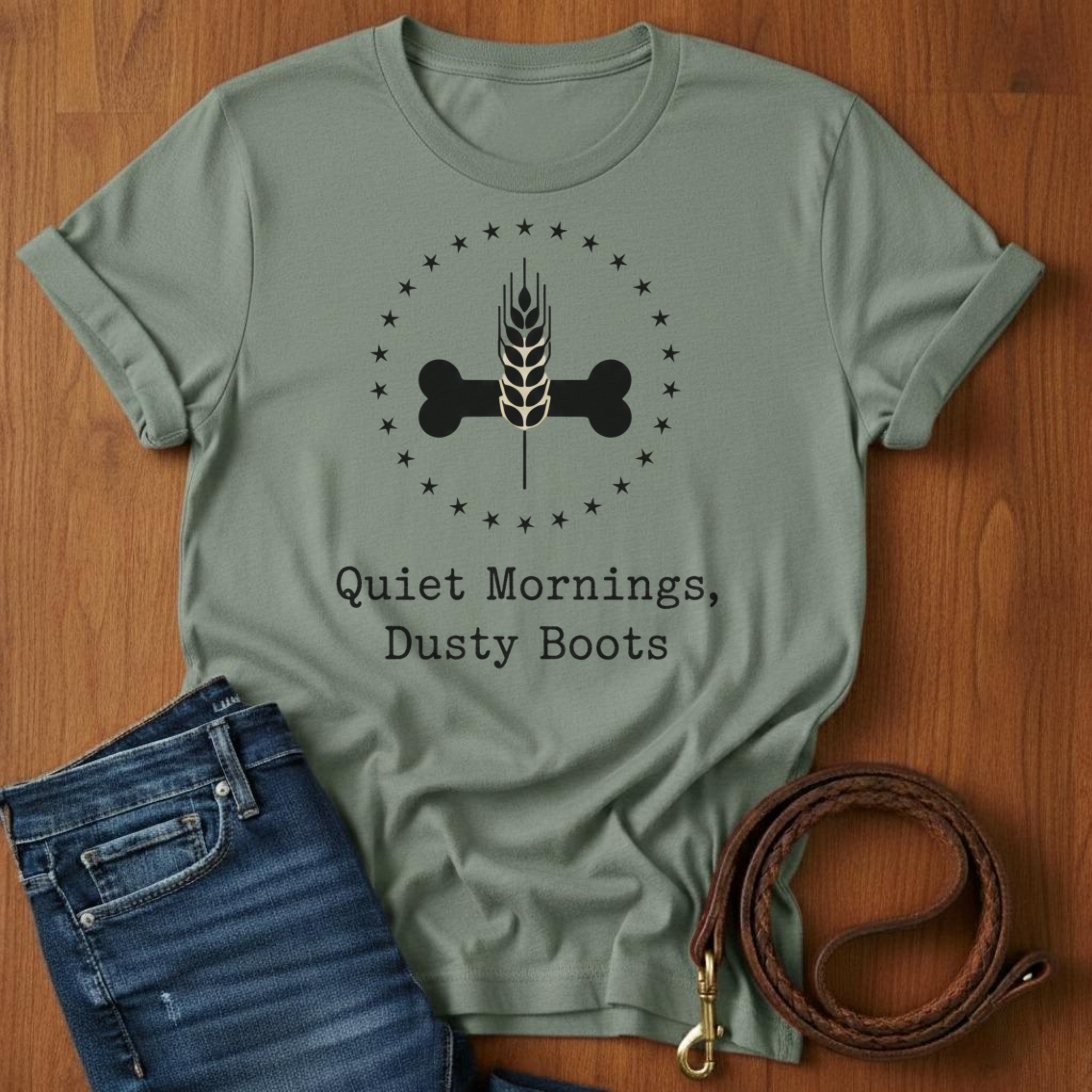 Quiet Mornings.  Dusty Boots T-Shirt