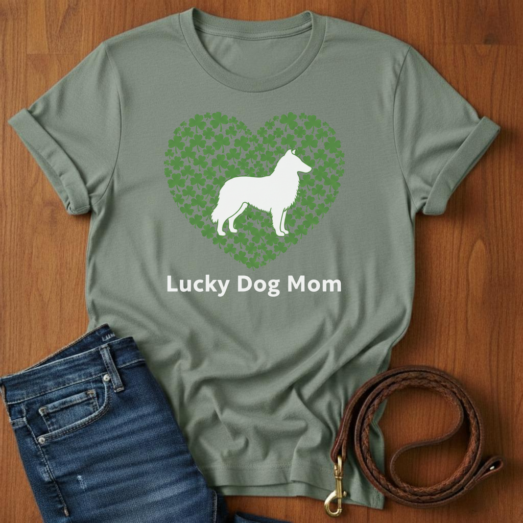 Lucky Dog Mom Sheltie T-Shirt — lifestyle shot — Always My Dog