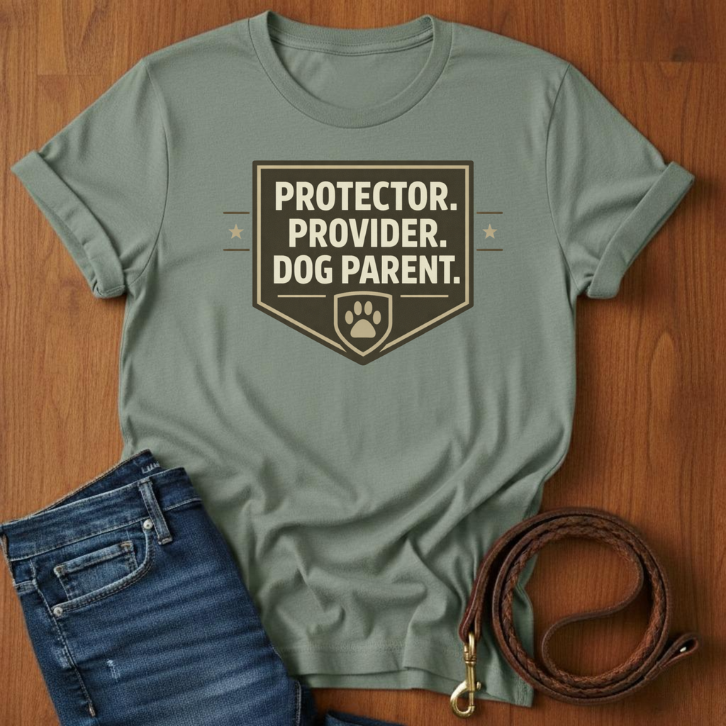Protector.  Provider.  Dog Parent T-Shirt — lifestyle shot — Always My Dog