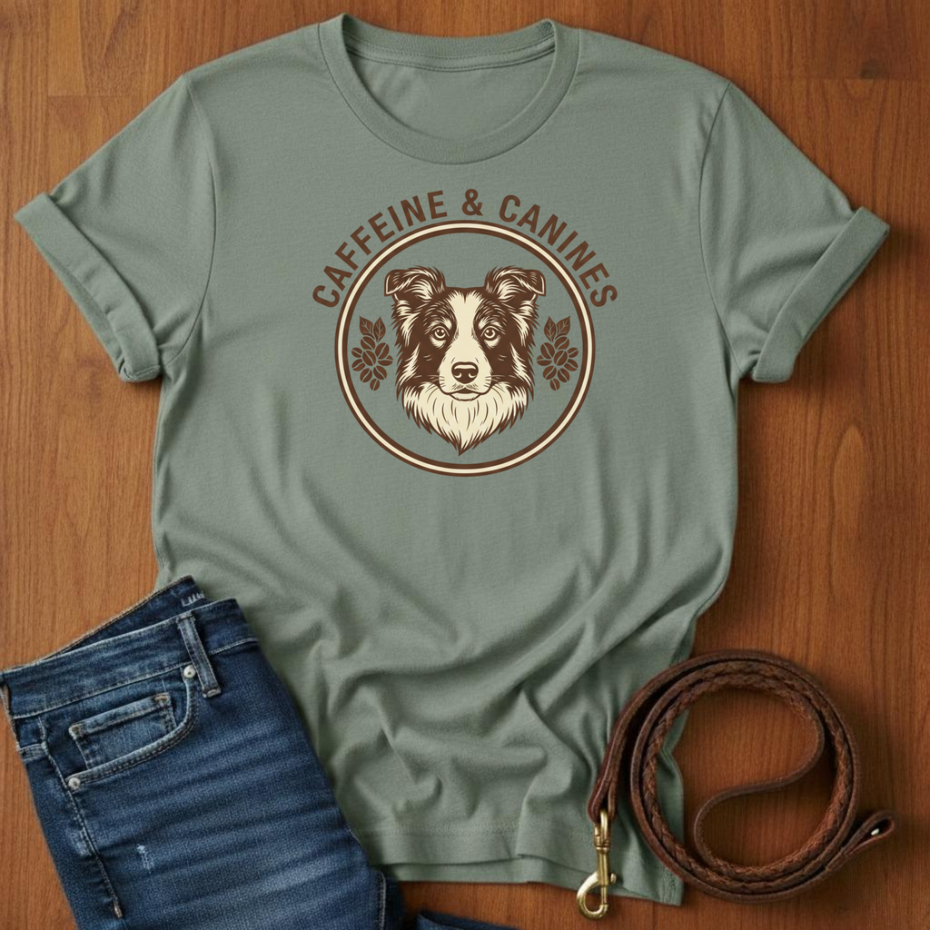 Caffeine and Canines Border Collie T-Shirt