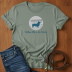 Follow Me To The Water Corgi T-Shirt — lifestyle shot — Always My Dog