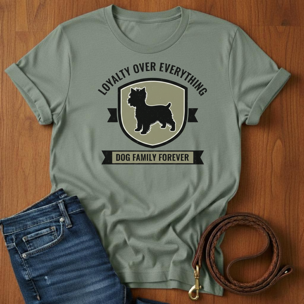 Loyalty Over Everything Yorkshire Terrier T-Shirt — lifestyle shot — Always My Dog