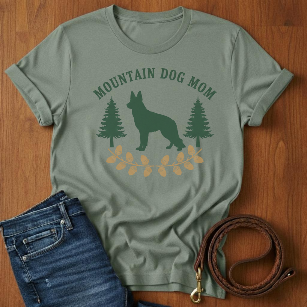 Mountain Dog Mom German Shepherd T-Shirt — lifestyle shot — Always My Dog
