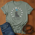 Little Moments, Big Fields French Bulldog T-Shirt — lifestyle shot — Always My Dog