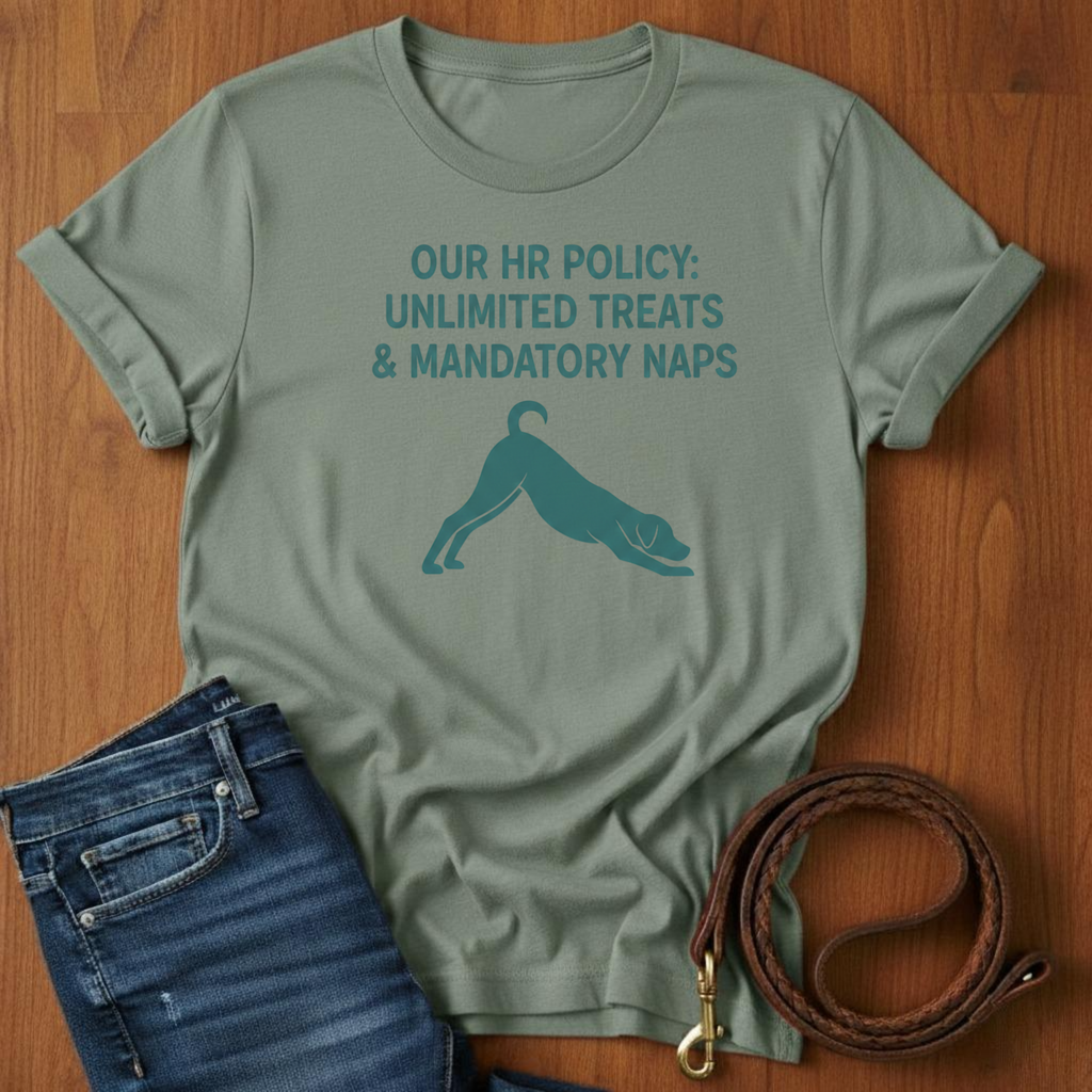 Our HR Policy T-Shirt — lifestyle shot — Always My Dog