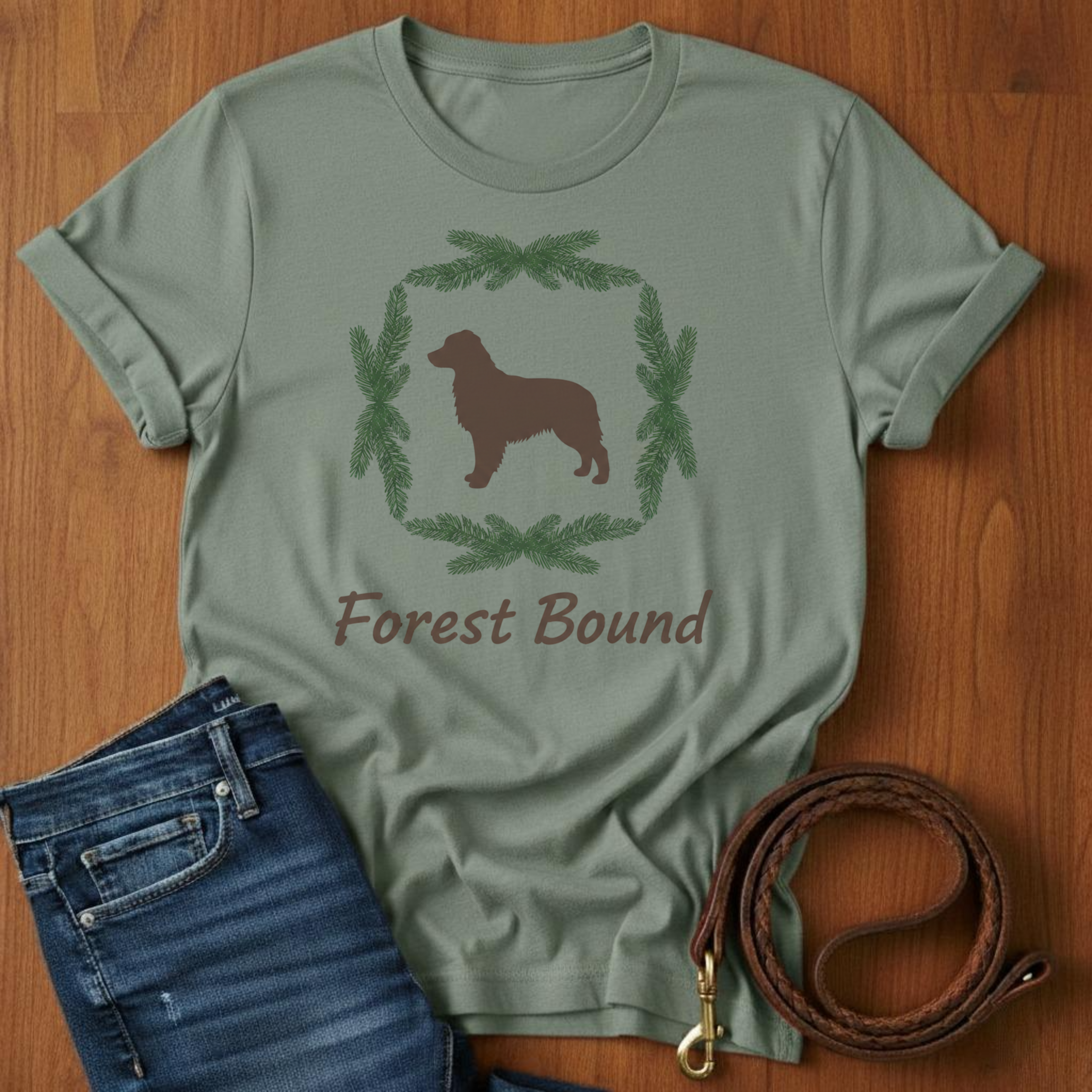 Forest Bound Golden Retriever T-Shirt — lifestyle shot — Always My Dog