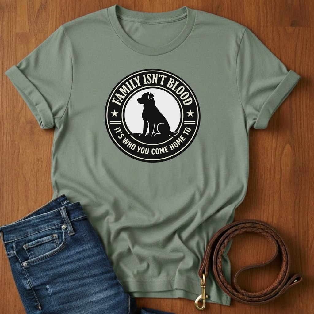 Family Isn't Blood T-Shirt — lifestyle shot — Always My Dog