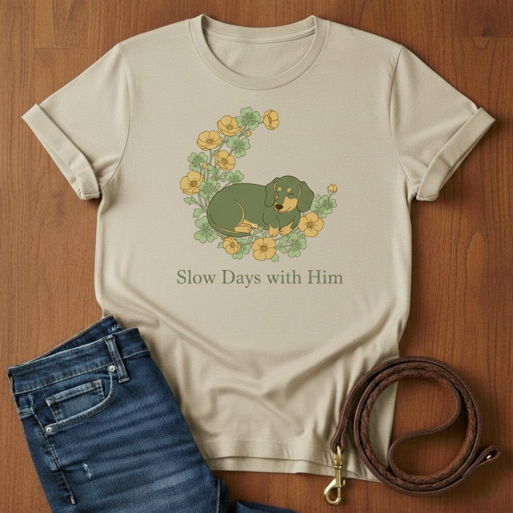 Slow Days With Him Dachshund T-Shirt