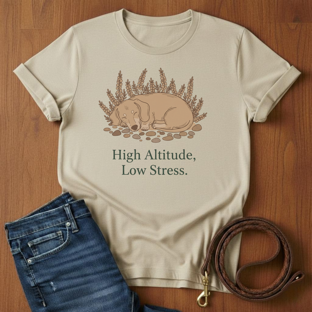 High Altitude, Low Stress T-Shirt — alternate color — Always My Dog