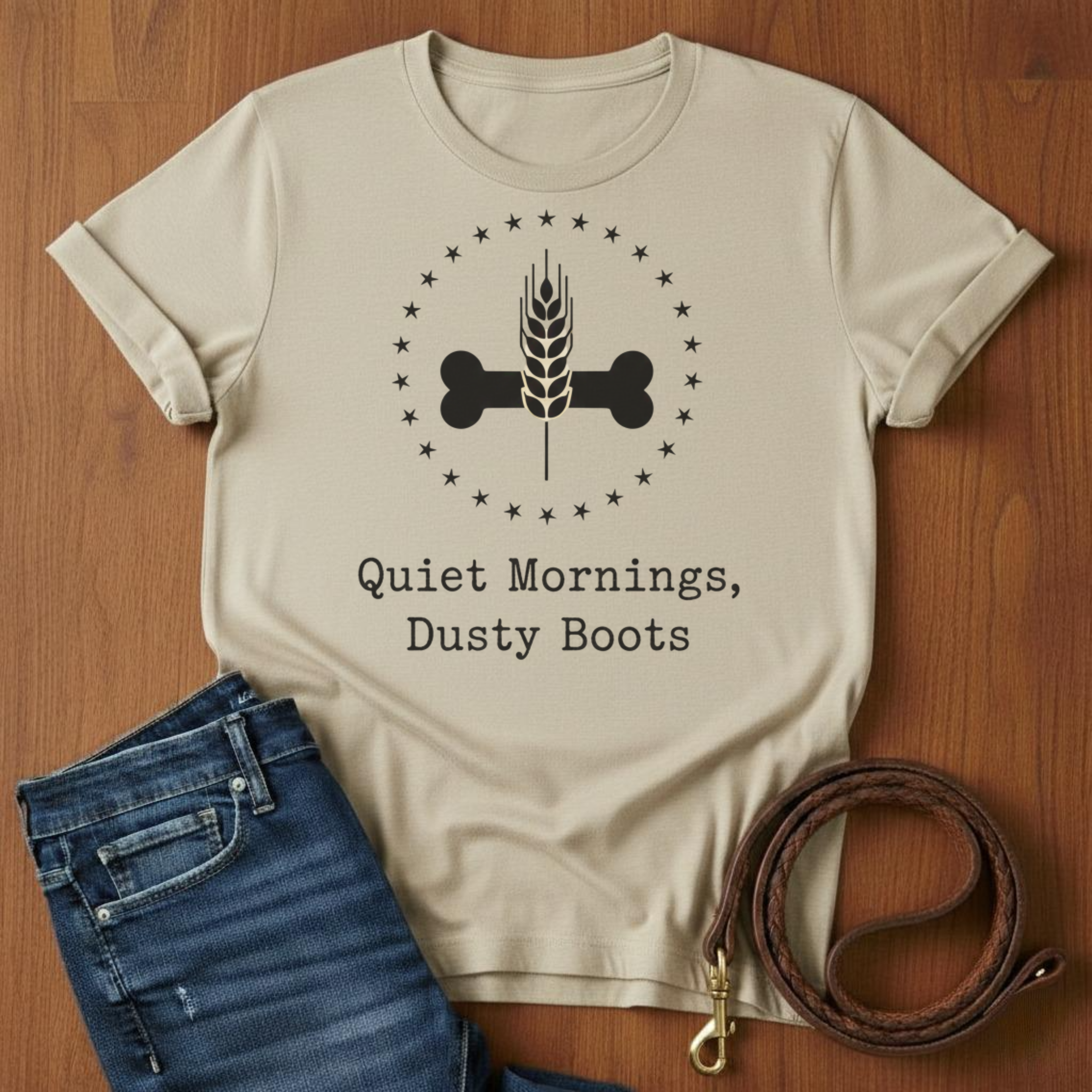 Quiet Mornings.  Dusty Boots T-Shirt