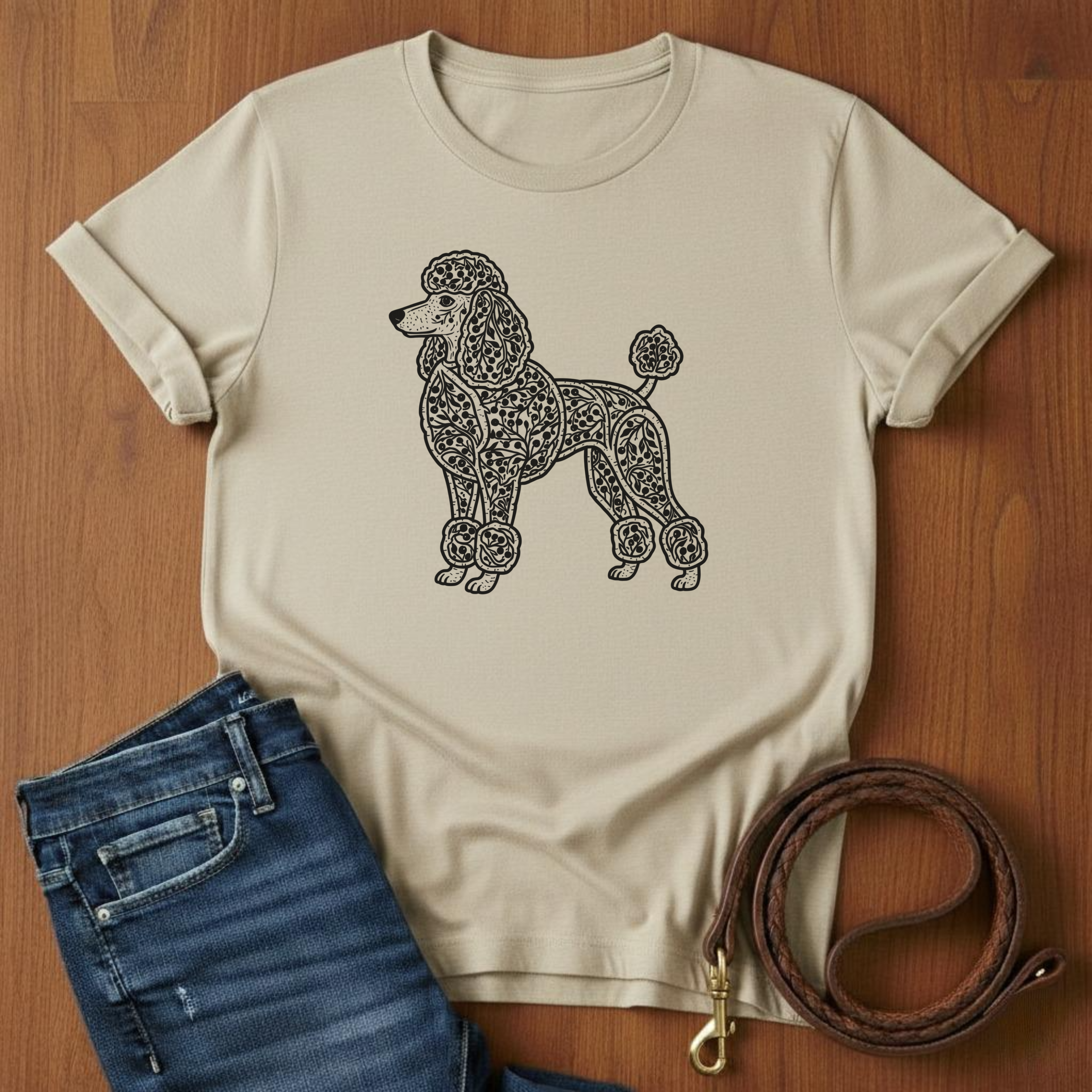 Poodle and Vines T-Shirt — lifestyle shot — Always My Dog