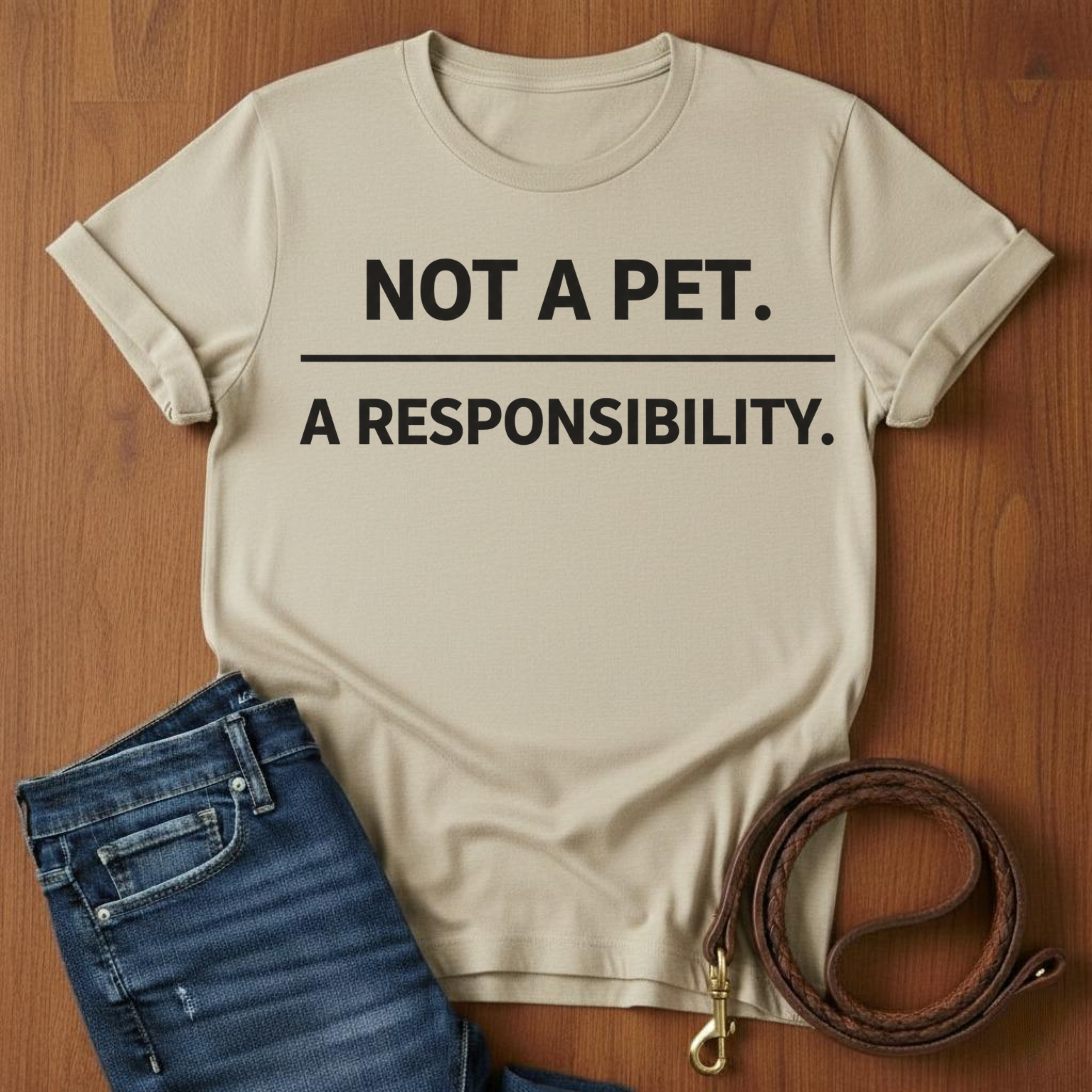 Not A Pet.  A Responsibility T-Shirt — alternate color — Always My Dog