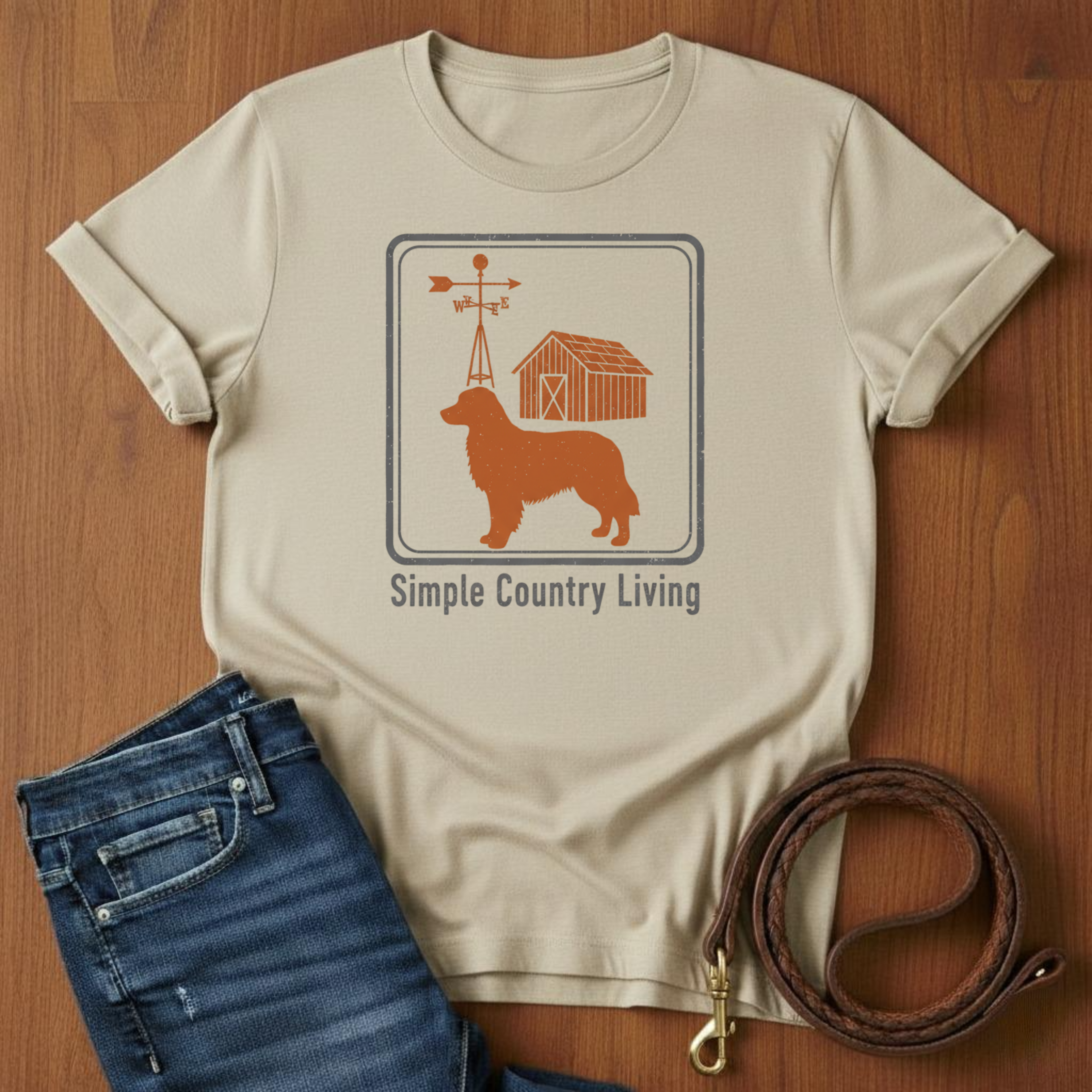 Simple Country Living Golden Retriever T-Shirt