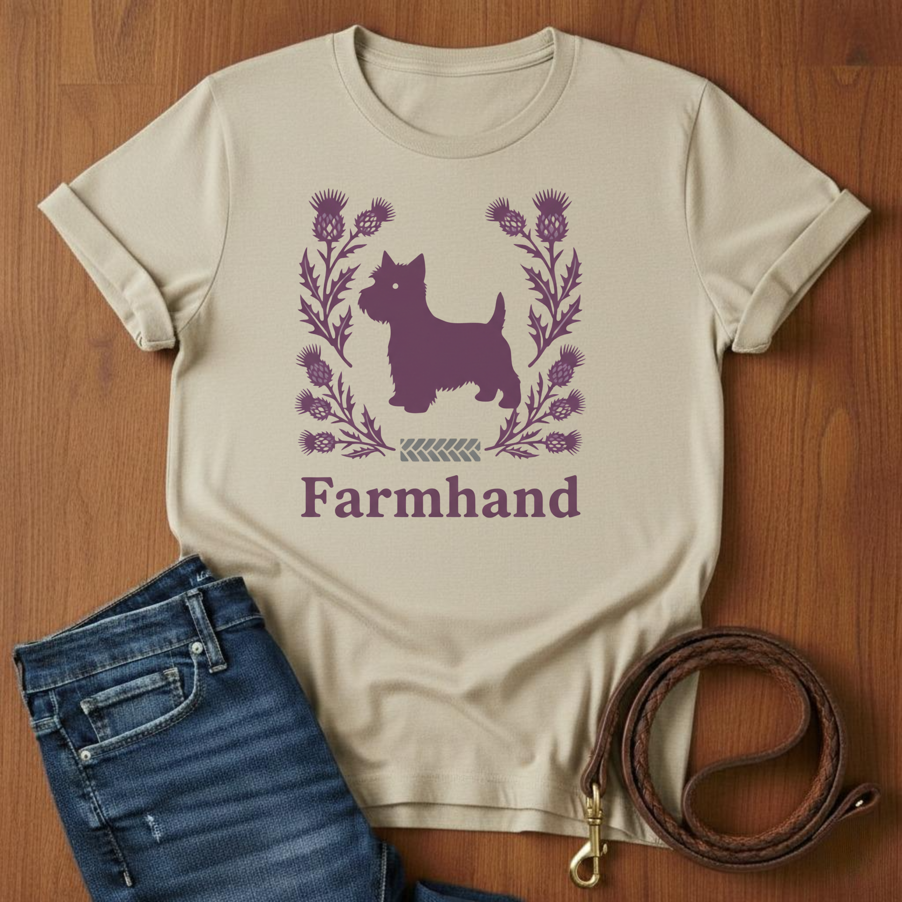Scottish Terrier Farmhand T-Shirt — alternate color — Always My Dog