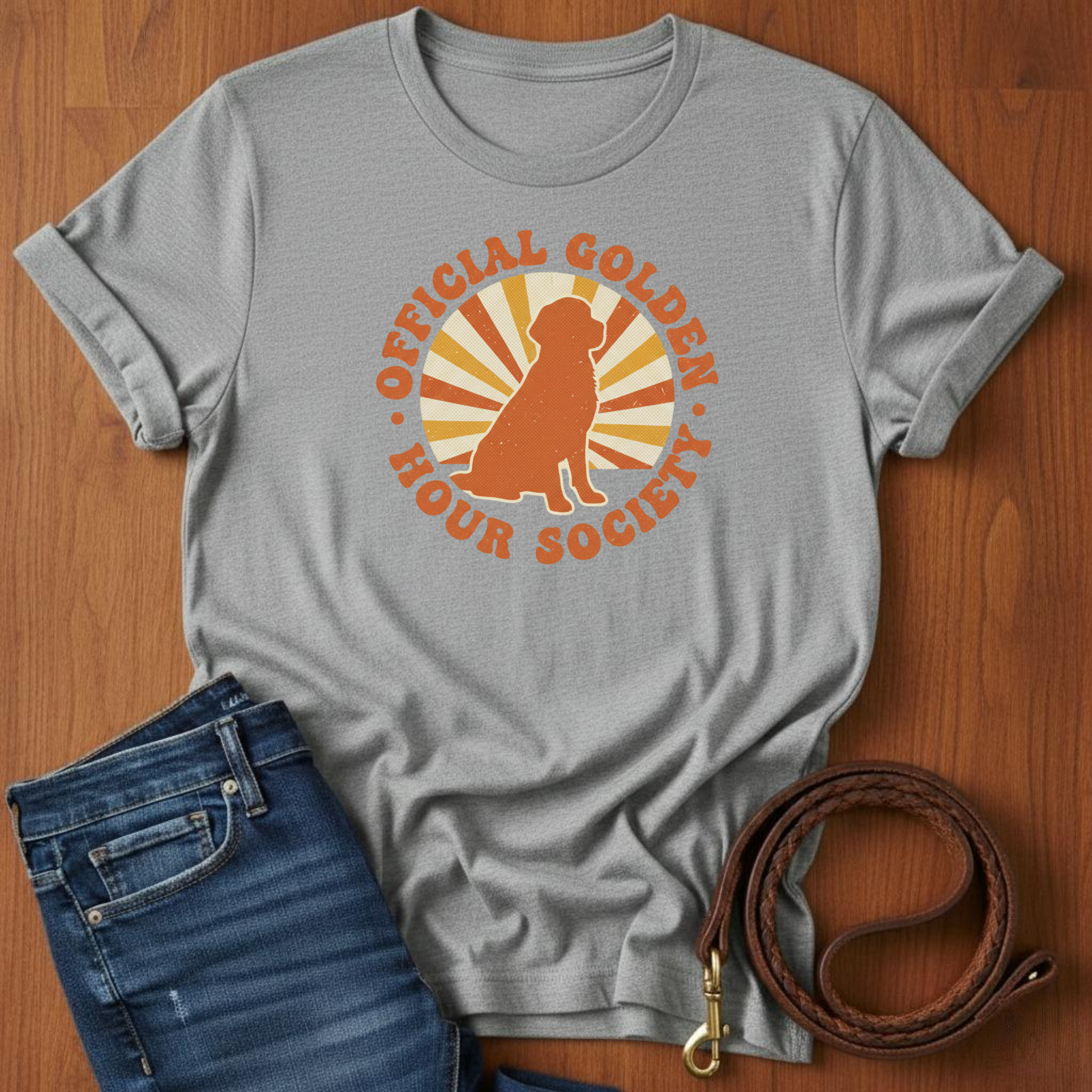 Official Golden Hour Society Golden Retriever T-Shirt — close-up — Always My Dog