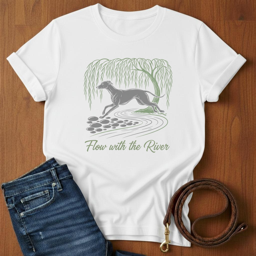 Flow With The River Greyhound T-Shirt — alternate color — Always My Dog