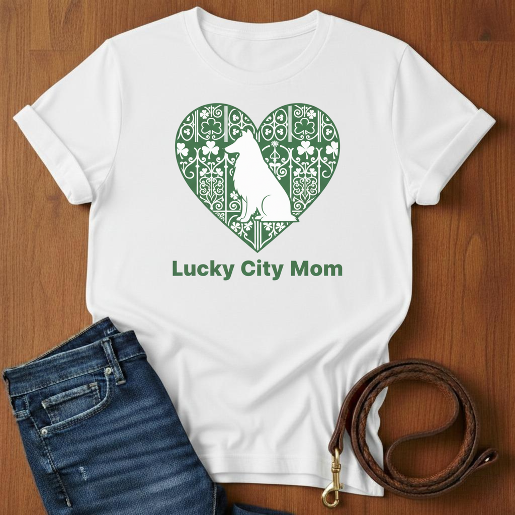 Lucky City Mom Sheltie T-Shirt — lifestyle shot — Always My Dog