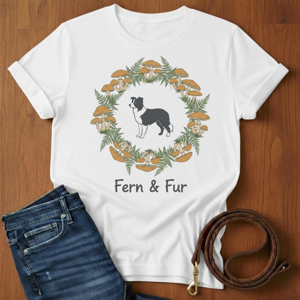 Fern and Fur Border Collie T-Shirt — alternate color — Always My Dog