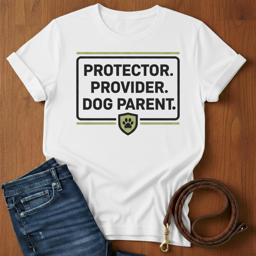 Paw Print Protector. Provider. Dog Parent T-Shirt — lifestyle shot — Always My Dog