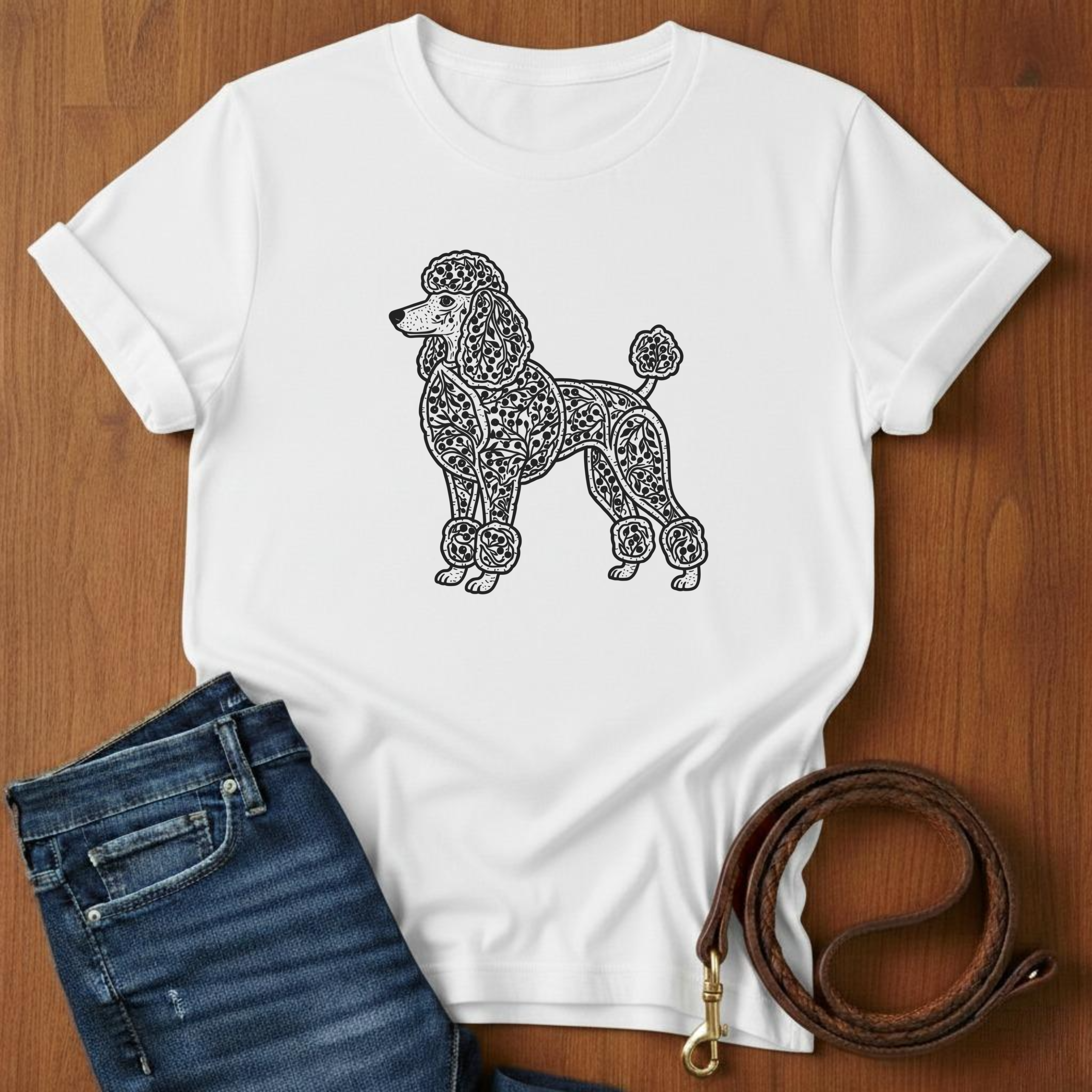 Poodle and Vines T-Shirt — alternate color — Always My Dog