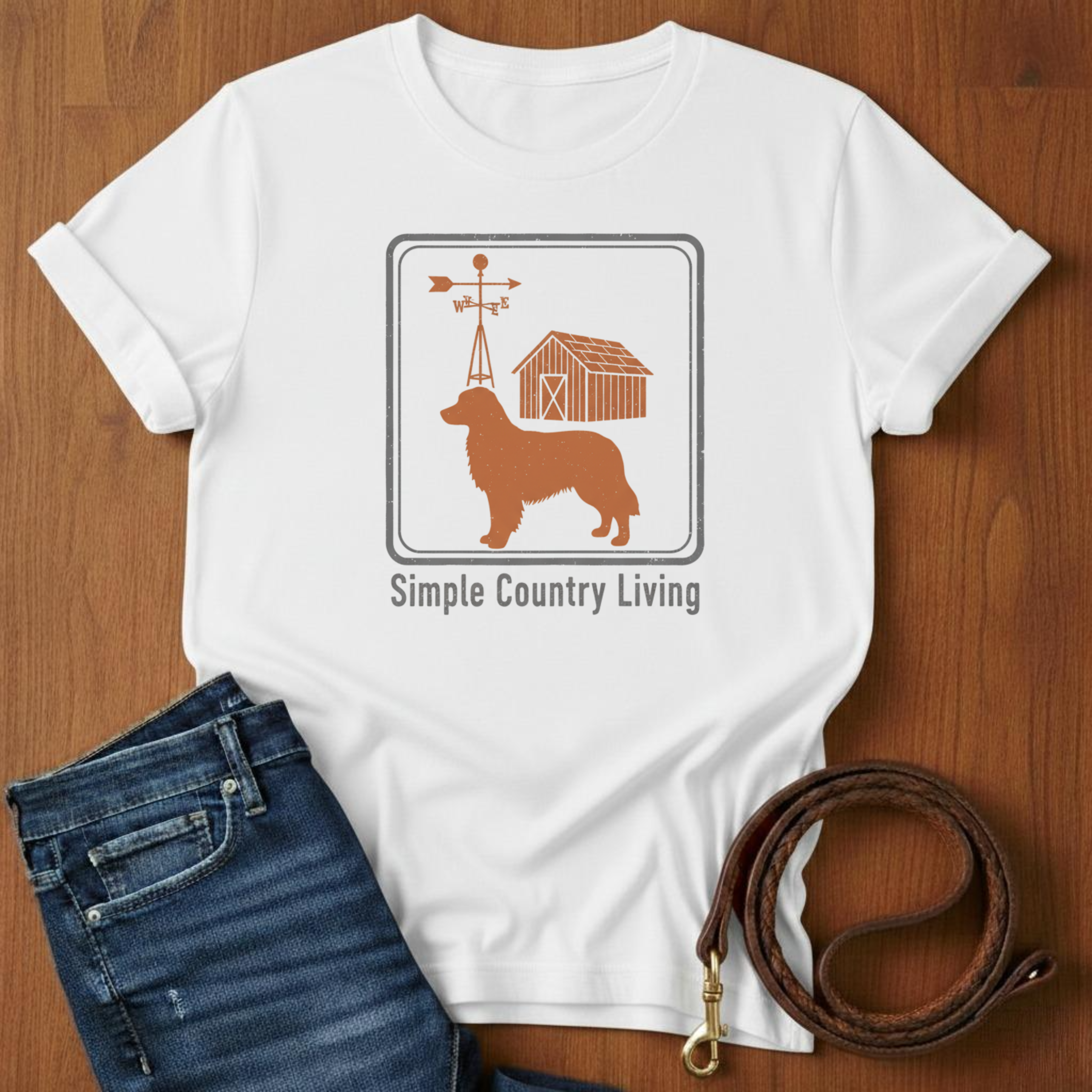 Simple Country Living Golden Retriever T-Shirt