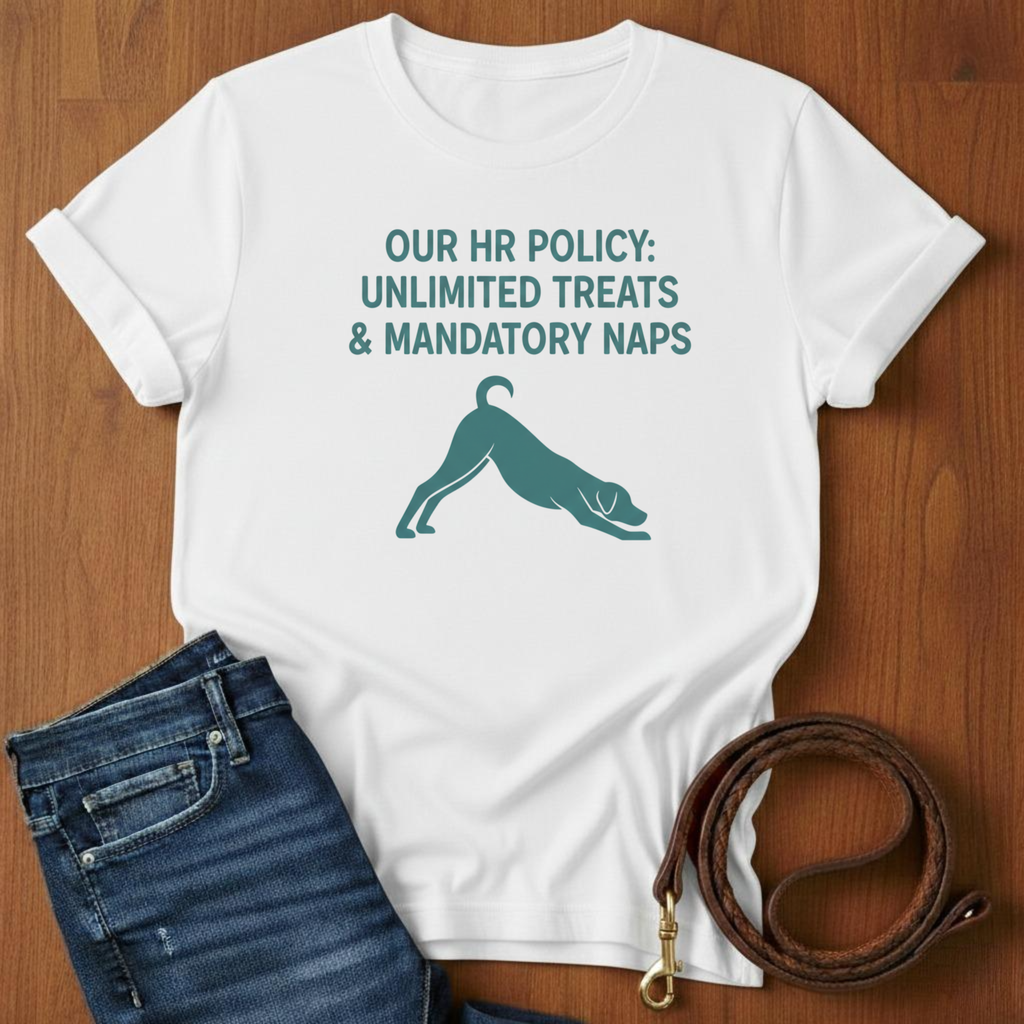 Our HR Policy T-Shirt — lifestyle shot — Always My Dog