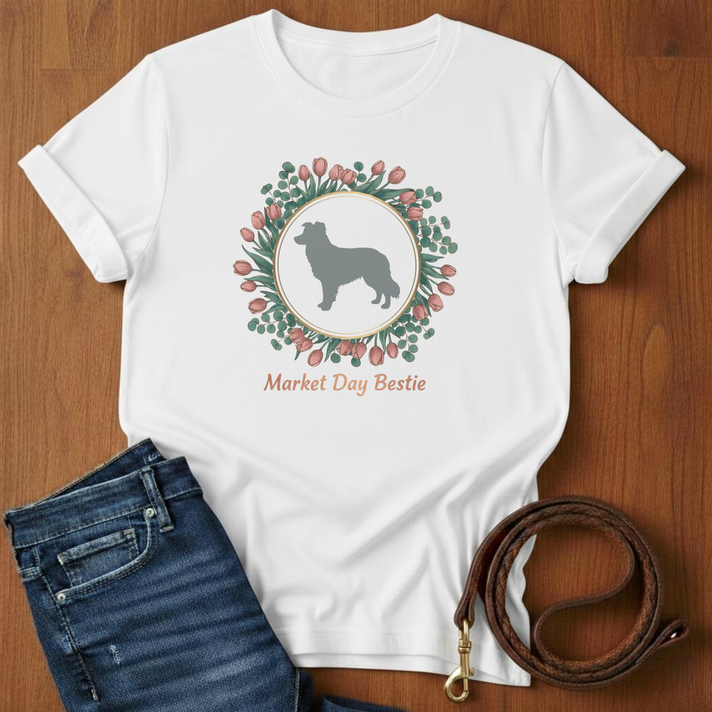 Market Day Bestie Border Collie T-Shirt — alternate color — Always My Dog