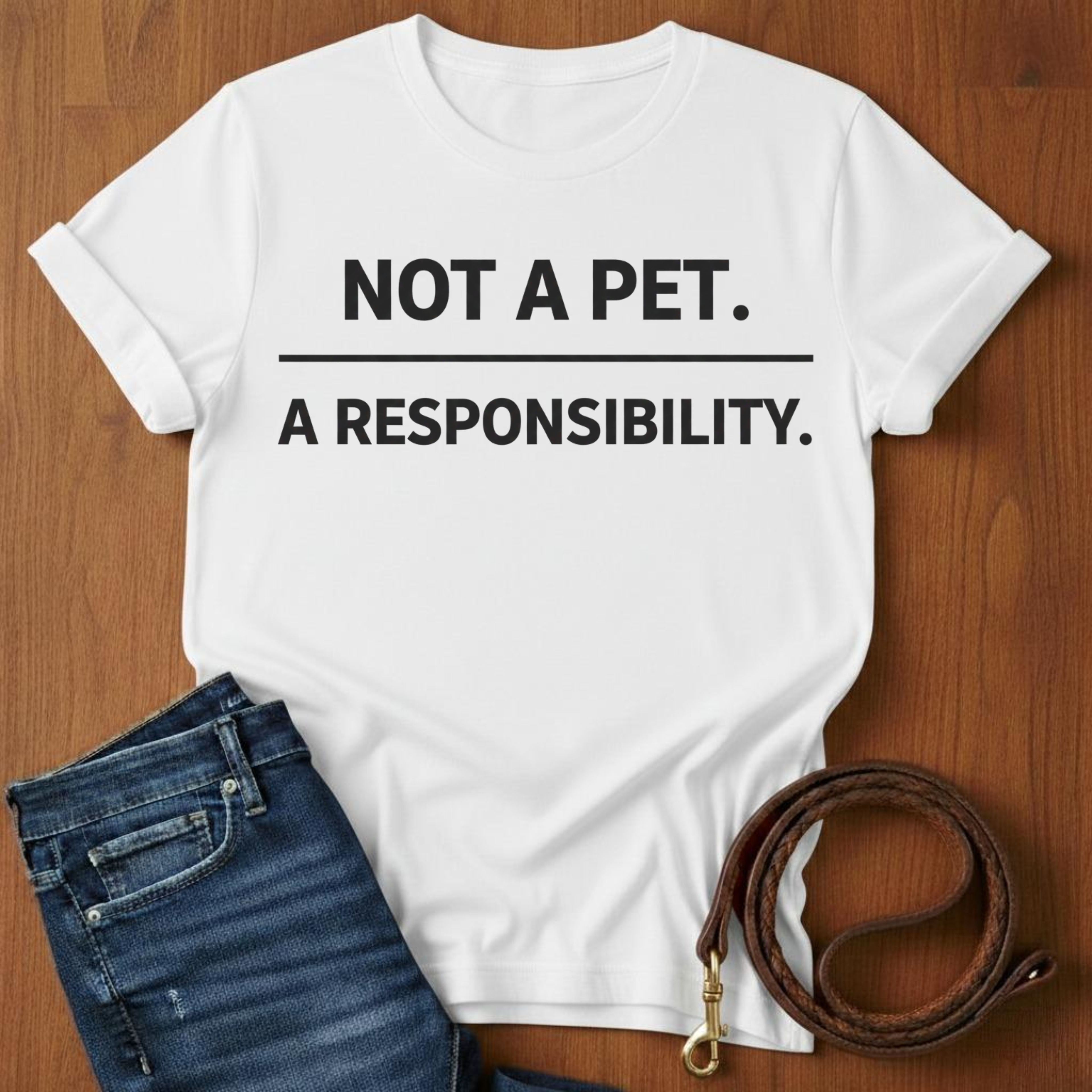 Not A Pet.  A Responsibility T-Shirt — alternate color — Always My Dog
