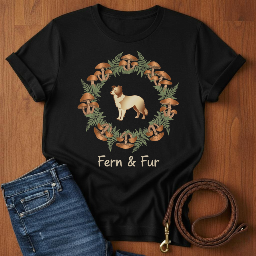 Fern and Fur Border Collie T-Shirt — lifestyle shot — Always My Dog