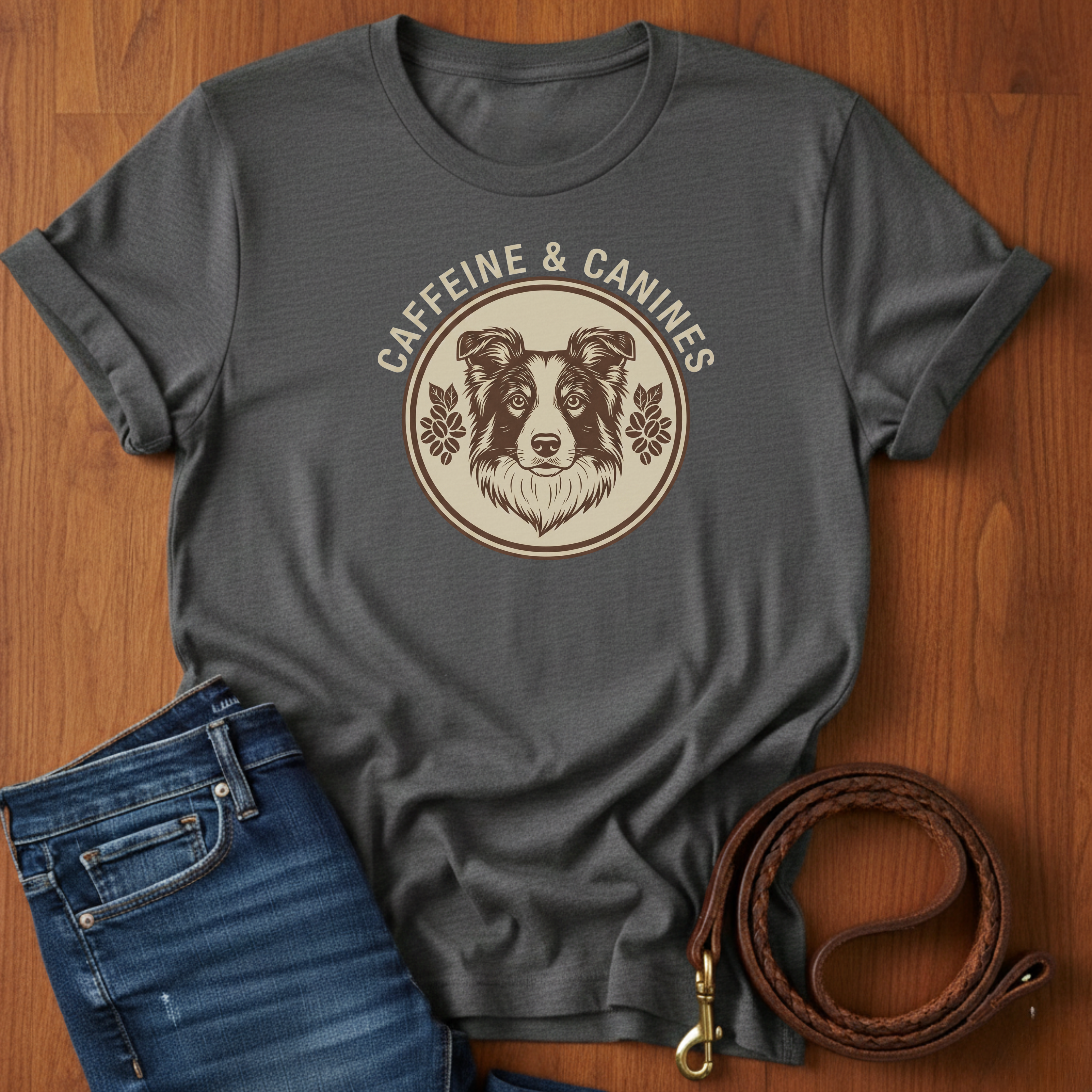 Caffeine and Canines Border Collie T-Shirt