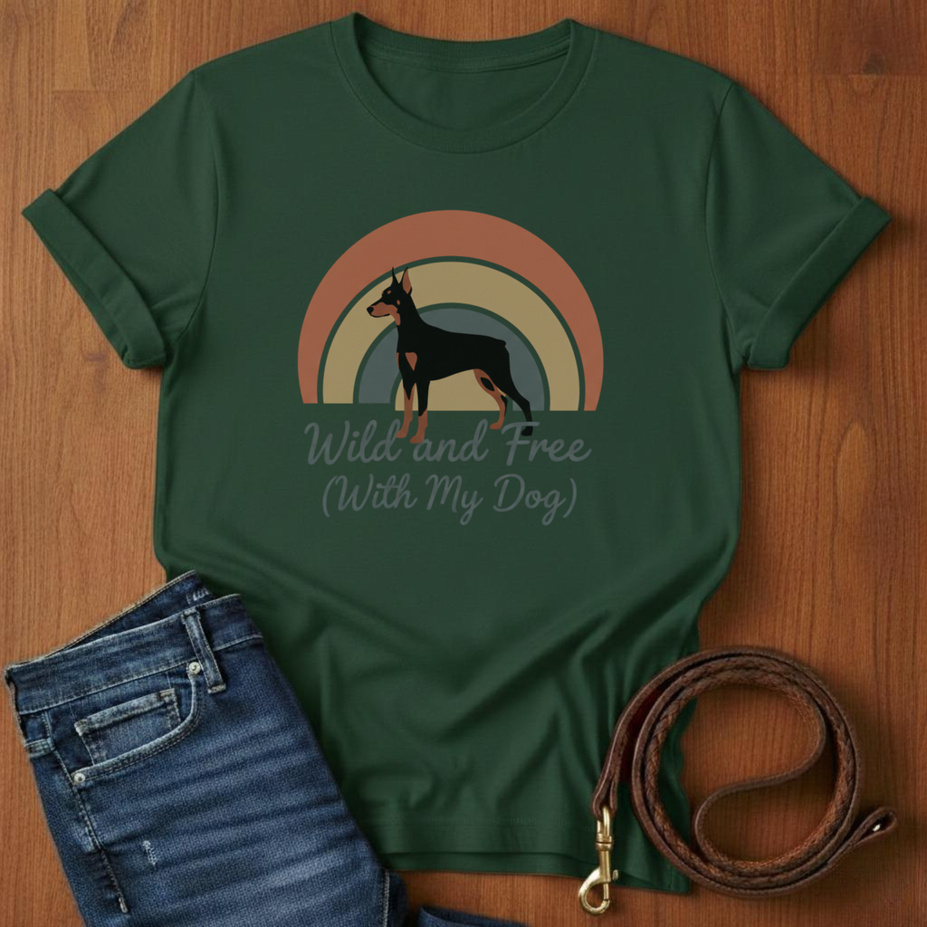Wild and Free (With My Dog) Doberman T-Shirt