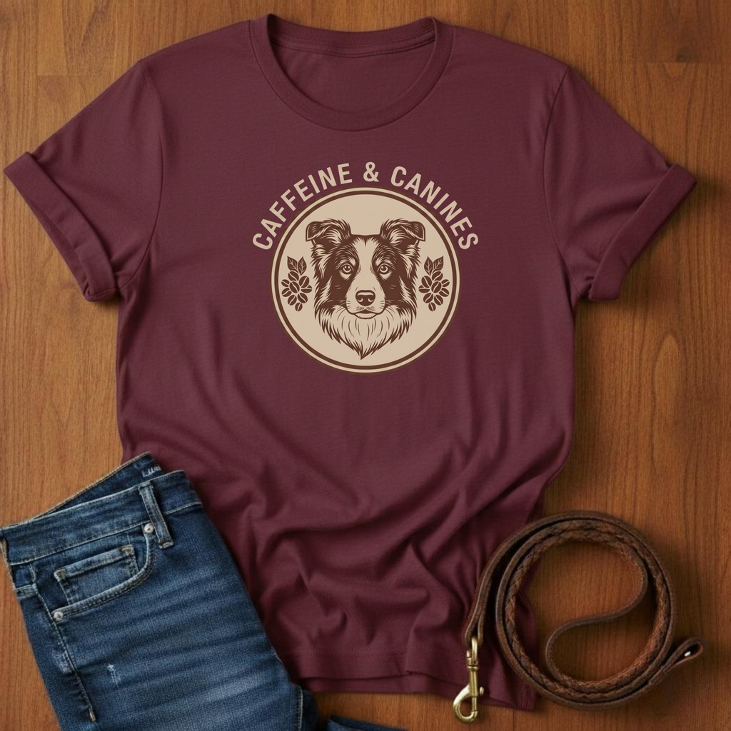 Caffeine and Canines Border Collie T-Shirt
