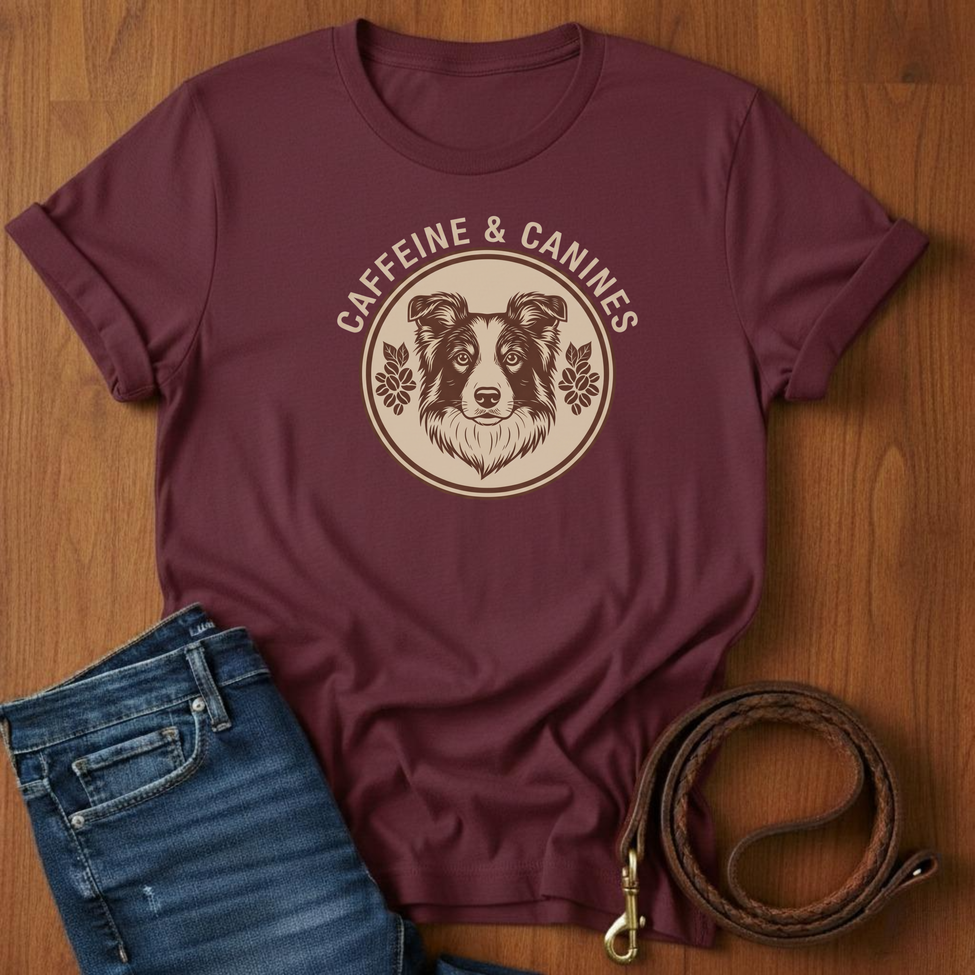 Caffeine and Canines Border Collie T-Shirt