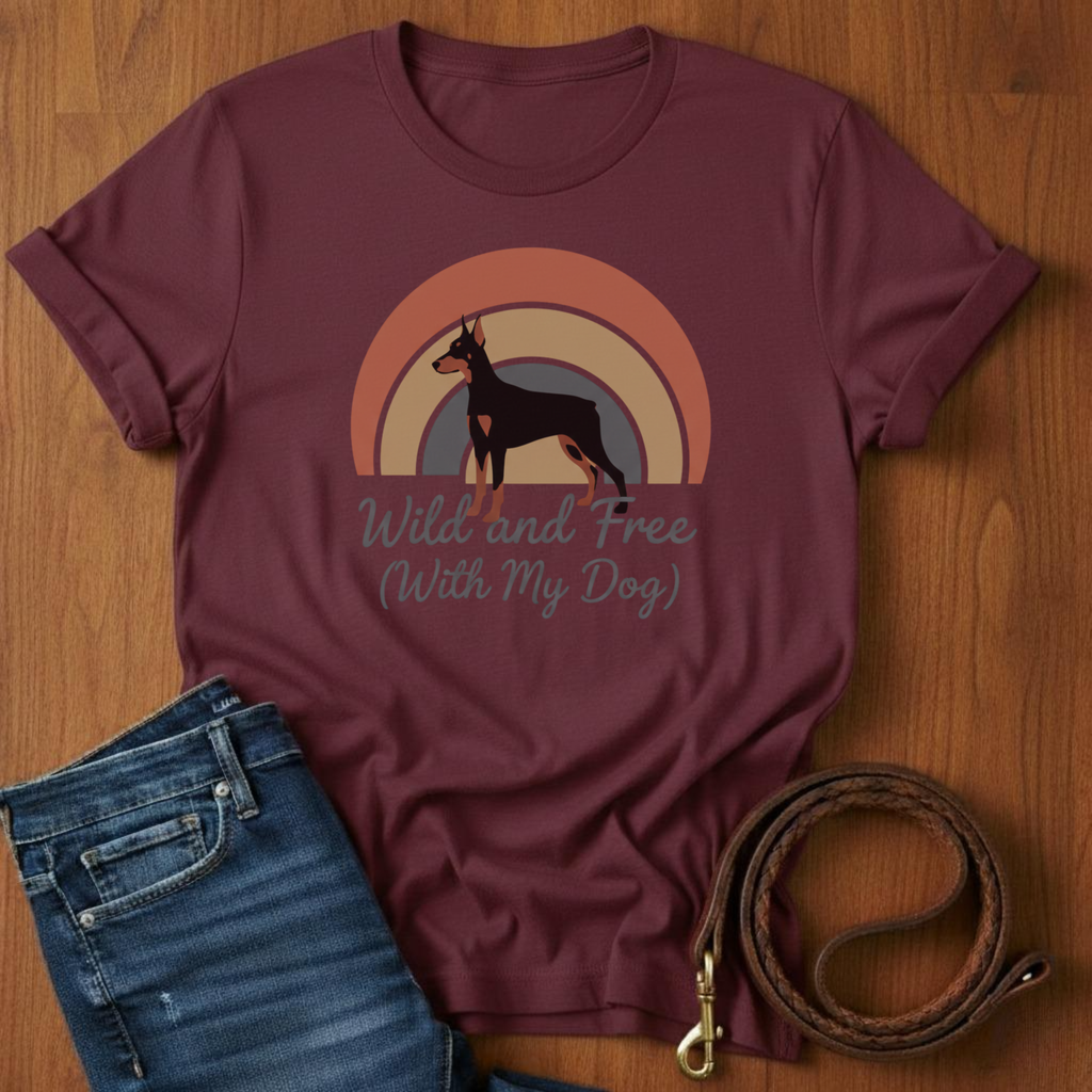 Wild and Free (With My Dog) Doberman T-Shirt