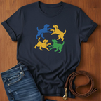 Four Dogs Playing T-Shirt — detail view — Always My Dog