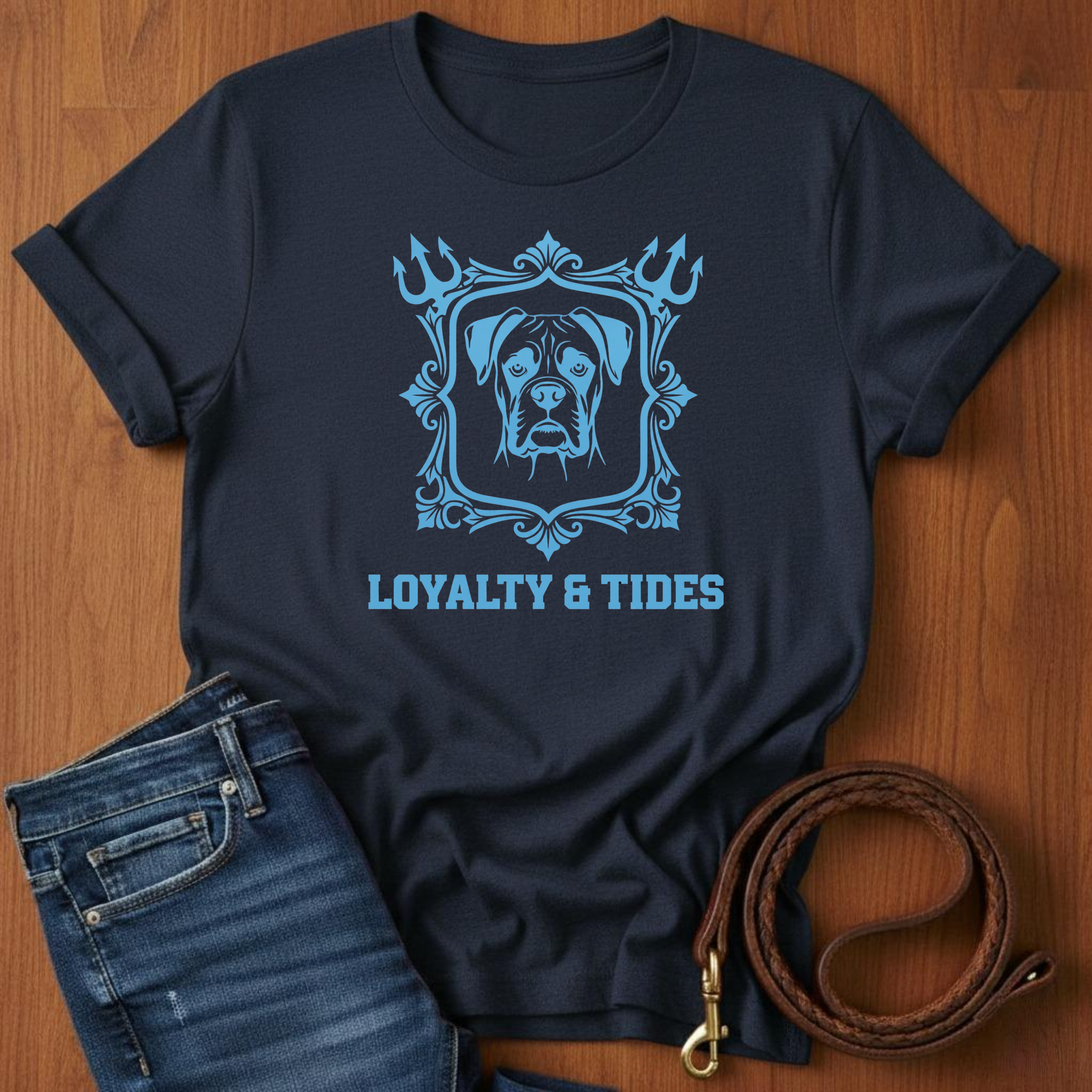 Loyalty and Tides Boxer T-Shirt — detail view — Always My Dog