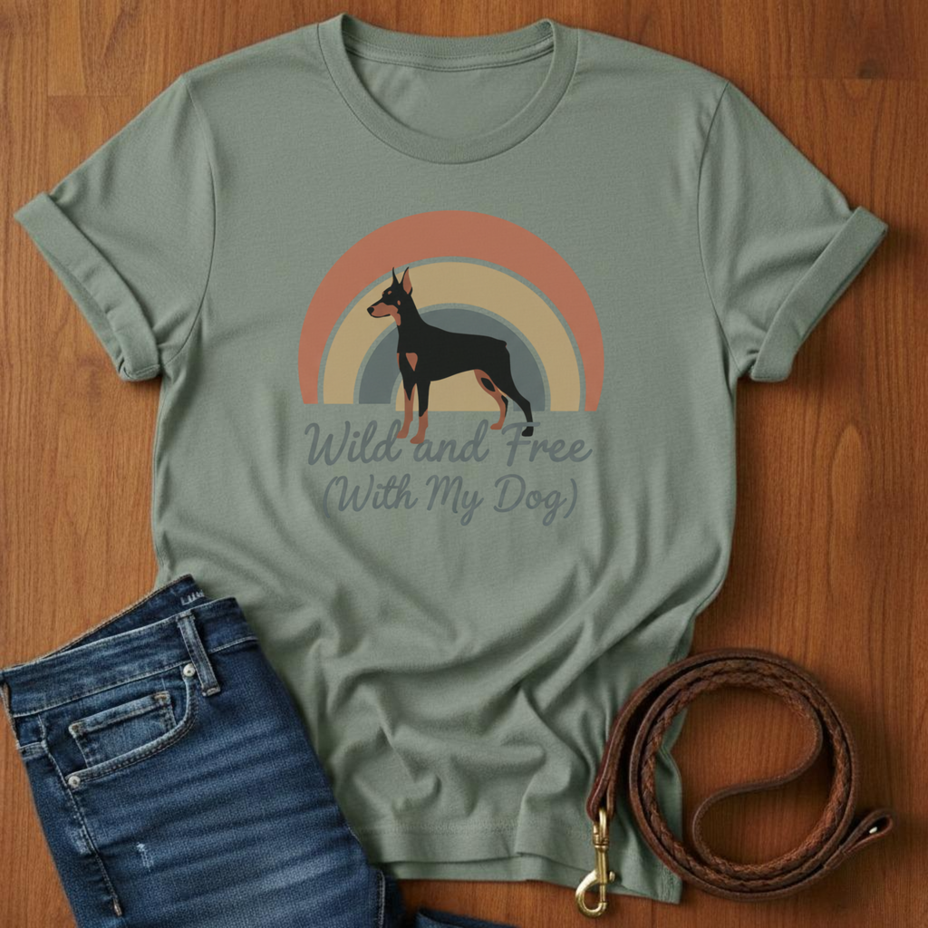 Wild and Free (With My Dog) Doberman T-Shirt