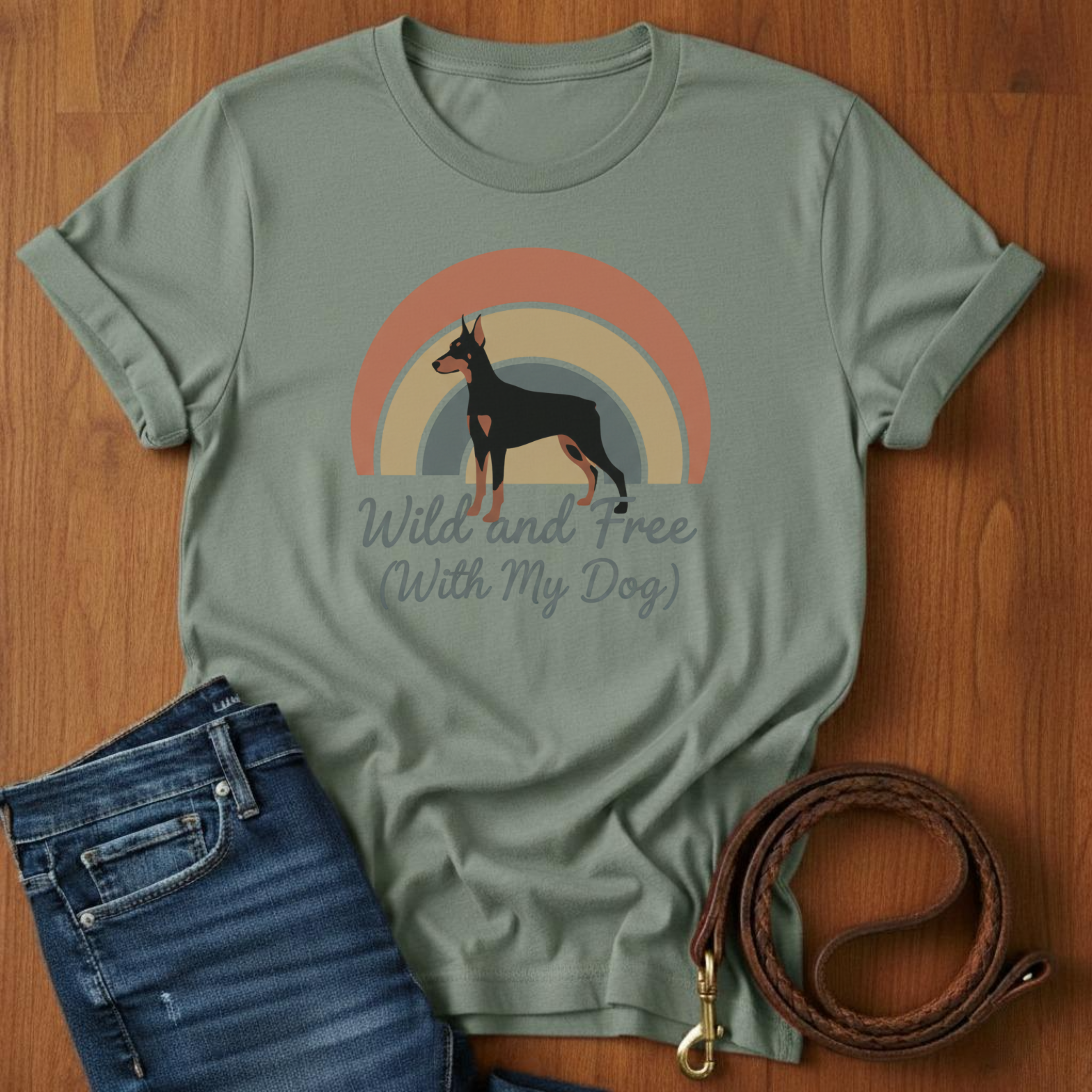 Wild and Free (With My Dog) Doberman T-Shirt