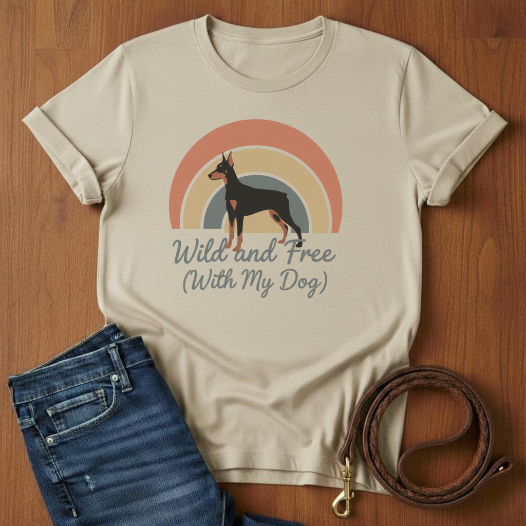 Wild and Free (With My Dog) Doberman T-Shirt